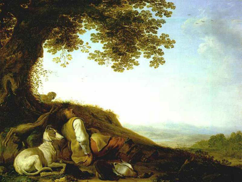 hunter sleeping on a hillside